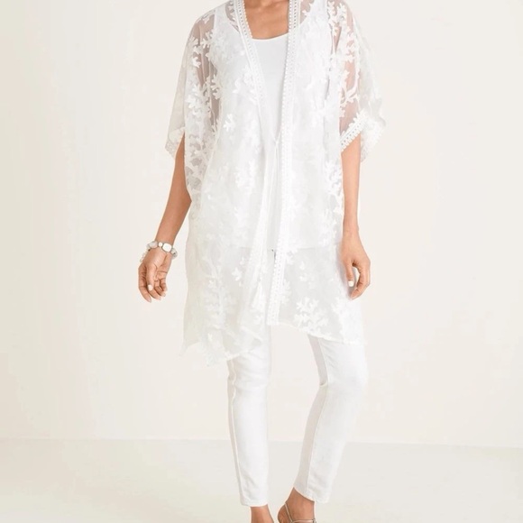 Chico's Ivory Lace Open Cardigan - Picture 2 of 7